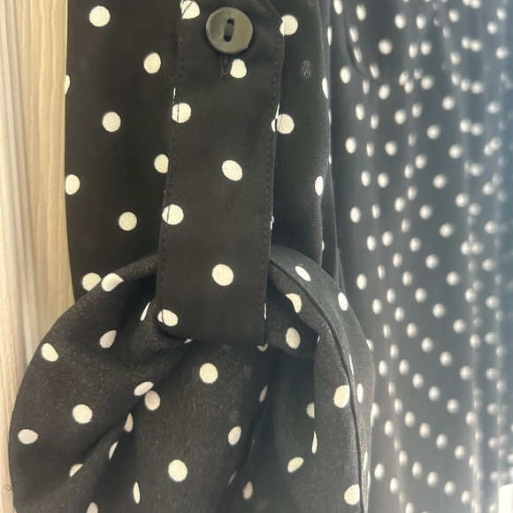 Black polka dot button up blouse - Picture 3 of 4